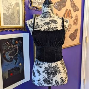 Black Velvet Ruched Goth Crop Top